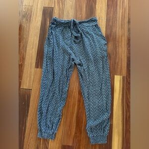 Blue tie front joggers